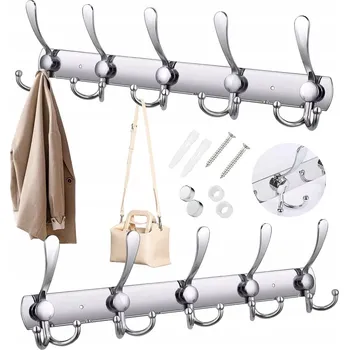 Věšák Nástěnný HÁK VĚŠÁK do KOUPELNY a KUCHYNĚ na RUČNÍKY TAŠKY 5 HÁKŮ 41 CM