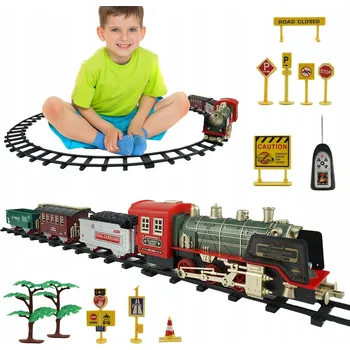 Vláček a vláčkodráha ELEKTRICKÝ VLÁČEK S DÝMEM A ZVUKY PRO VÁNOČNÍ DEKORACI