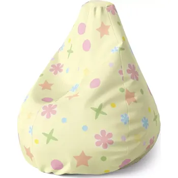 Sedací pytel Sedací vak Pear Hvězdy, květy a puntíky - Sablio - 140 x 100 x 25 cm