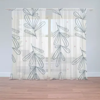 Záclona Sablio Záclony Modré lístky: 2 ks - 150x250 cm - Sablio