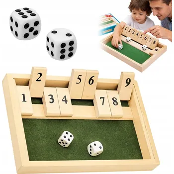 Dřevěná hračka SHUT THE BOX DŘEVĚNÁ EDUKATIVNÍ HRA S KOSTKAMI PRO DĚTI I DOSPĚLÉ