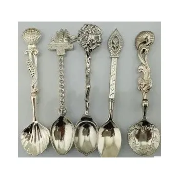 Příbor Vintage dezertní lžičky zinková sada | příbory 5 ks - BÍLÝ