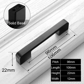 Nábytkové kování Černé kovové nábytkové úchytky moderní | madla - 8510–96 mm