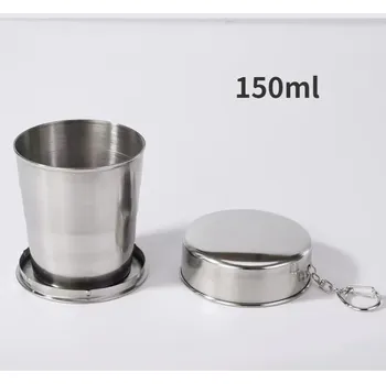 Outdoor vaření Skládací nerezový cestovní hrnek | kempingové nádobí - 150ml - styl 1