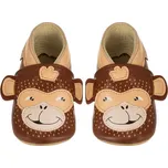 LAIT ET MIEL Kožené capáčky s opicí 2-3 roky Hnědá 25-26