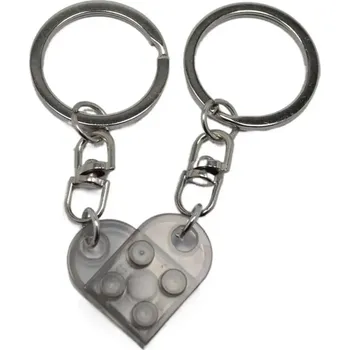 Přívěsek 2 ks Párové klíčenky srdce pro pár | přívěsek - šedá2