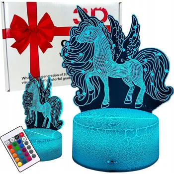 Lampička Noční Lampa Stolní Pro Děti Jednorožec Kůň Podsvícená + Dálkové Ovládání