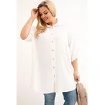 Dámská košile Plus Size z viskózy s delší zadní částí béžová Barva: Béžová, Velikost: universal