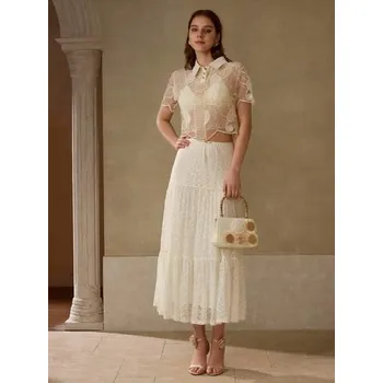 Dámská sukně MOTF ECRU KRAJKOVÁ MIDI SUKNĚ (M)