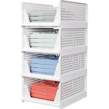 Úložný box Organizéry na oblečení, 4x skládací úložný box do zásuvky, bílé, 43 x 33 cm