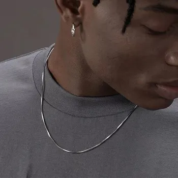 Náhrdelník Hip hop pánský hadí řetízek | náhrdelník, šperk - 1,2 mm stříbrná barva , 60 cm