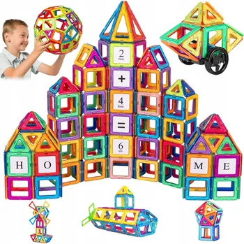 ostatní stavebnice Magnetické Stavebnice 180 dílků Sada s koly a kartami 3-8 let 3D