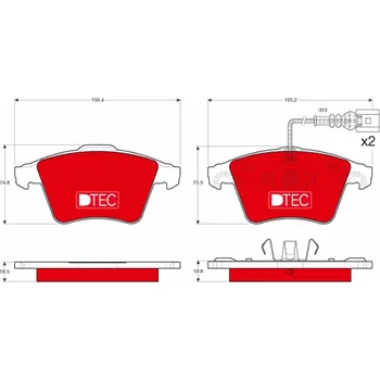 Brzdová destička Sada brzdových destiček, kotoučová brzda TRW GDB1651DTE