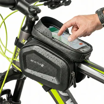brašna na kolo CYKLISTICKÁ BRAŠNA PŘEDNÍ VODĚODOLNÁ PEVNÁ NA KOLO S POUZDRO NA TELEFON 7,2"