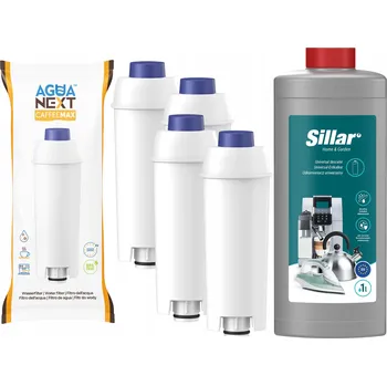 Náhradní díl pro kávovar Sillar odvápňovač pro kávovar + 4x Agua Next filtr do kávovaru Delonghi
