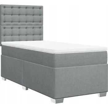 Postel Kontinentální postel světle šedá 200 x 80 x 140,5/150,5 cm s matrací 80 x 2