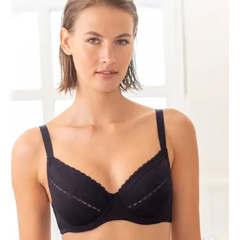 Dámská móda Přiléhavá podprsenka ze strečové bavlny a krajky, s kosticemi černá 85D