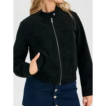 Dámský kabát Sinsay - Bunda z imitace semiše se stojáčkem na druk - černá - 371HC-99X - 371HC-99X-XS