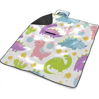 deka Sablio Plážová deka Dinosauři s kaktusy: 200x140 cm