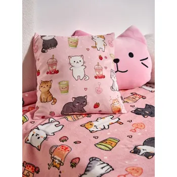 Povlak na polštářek Sinsay - Povlak na polštář s kočičím motivem - pastelová růžová - 987DI-03X - 987DI-03X-ONE