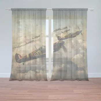 Záclona Sablio Záclony Stíhačky Spitfire v letecké bitvě: 2ks 150x250cm