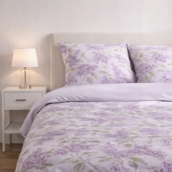 Povlečení Povlečení šeřík 160x200 Home & You s květy šeříku 100% bavlna satén, lila