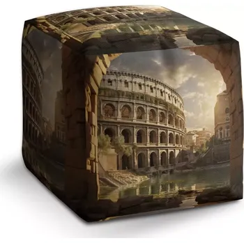 Taburet Sablio Taburet Kostka Řím Koloseum Art: 40x40x40 cm - Sablio