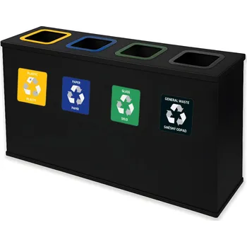 Odpadkový koš Alda Sestava na tříděný odpad Eko Station 4 x 60 l, lakovaná ocel, černá