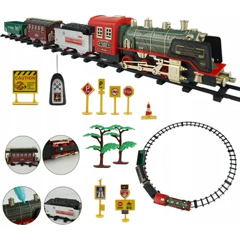 Vláček a vláčkodráha VÁNOČNÍ VLÁČEK OSVĚTLENÍ ZVUK KOLEJE LOKOMOTIVA + 3 VAGÓNY