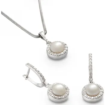 Souprava šperků Souprava náušnic a přívěšku ze stříbra s bílými perlami a zirkony 438.90 vis