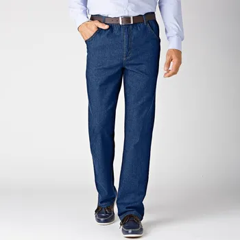 Dámské džíny Rovné džíny s pružným pasem a 4 kapsami, D30 tmavě modrá 48