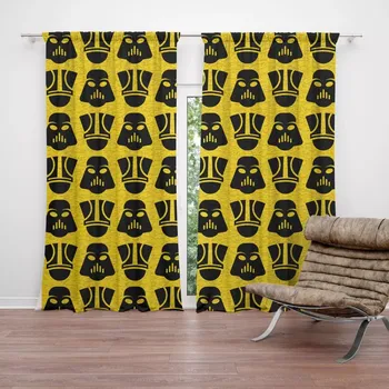 Sablio Závěsy Star Wars Stormtroopeři Pattern na žluté: 2ks 140x250cm