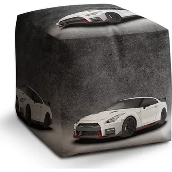 Taburet Sablio Taburet Cube Nissan GTR 35 Šedý: 40x40x40 cm