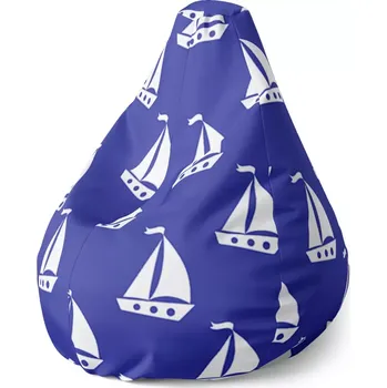 Sedací pytel Sedací vak Pear Bílé lodě - Sablio - 70 x 95 x 15 cm