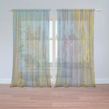 Záclona Sablio Záclony Dřevěná abstrakce: 2 ks - 150x250 cm - Sablio