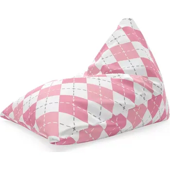 Sedací pytel Sablio Sedací vak Triangl Růžové a bílé kosočtverečky: 120 x 100 x 100 cm - Sablio