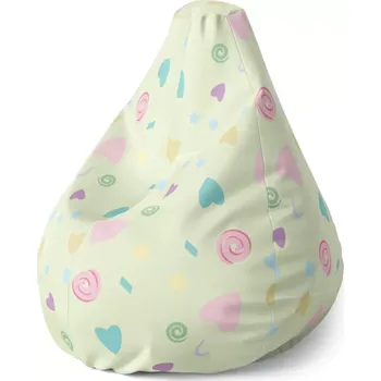 Sedací pytel Sedací vak Pear Srdíčka a spirály - Sablio - 70 x 95 x 15 cm