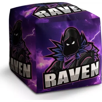 Taburet Sablio Taburet Cube FORTNITE RAVEN Fialová bouře: 40x40x40 cm
