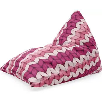 Sedací pytel Sablio Sedací vak Triangl Střídajíci růžové pletení: 120 x 100 x 100 cm - Sablio