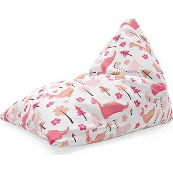 Sedací pytel Sablio Sedací vak Triangl Růžoví dinosauři: 120 x 100 x 100 cm - Sablio