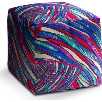 Taburet Sablio Taburet Kostka Pruhovaný motiv 2: 40x40x40 cm - Sablio