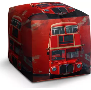 Taburet Sablio Taburet Cube Červený patrový autobus Vlajka: 40x40x40 cm
