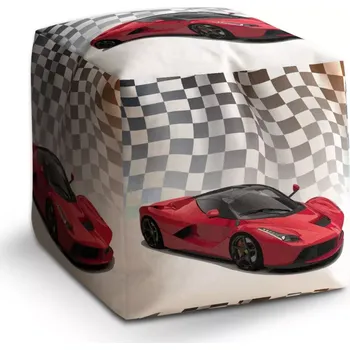 Taburet Sablio Taburet Cube Ferrari Závodní vlajka: 40x40x40 cm