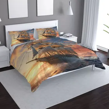 Povlečení Saténové povlečení Plachetnice ve vlnách při východu slunce - Sablio - 140x220 / 90x70