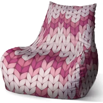 Sedací pytel Sedací vak Bean Tříbarevné růžové pletení - Sablio - 60 x 70 x 70 cm
