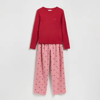 Reserved - Dvoudílná pyžamová souprava se srdíčky - červená - 991HD-33X - 991HD-33X-XS