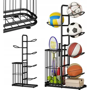 Úložný box STOJAN NA MÍČE PEVNÝ KOVOVÝ ORGANIZÉR MÍČŮ DO DOMU GARÁŽE OBCHODU