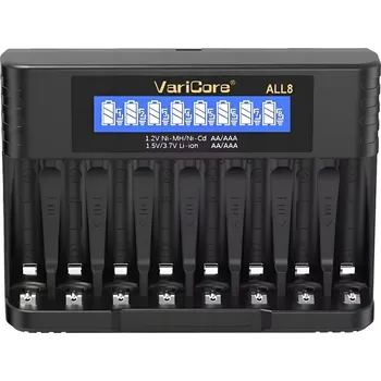 Nabíječka baterií Univerzální nabíječka VariCore ALL8 pro baterie Ni-MH AA AAA Li-ion 14500