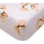 Bavlněné prostěradlo do postýlky New Baby Love Teddy Bear 120x60cm pink