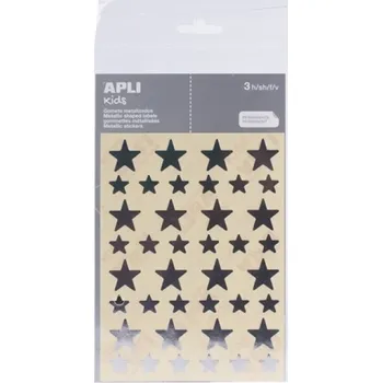 samolepka SAMOLEPKY APLI, HVĚZDIČKY, 120 KS, S OČKEM NA ZAVĚŠENÍ, STŘÍBRNÉ